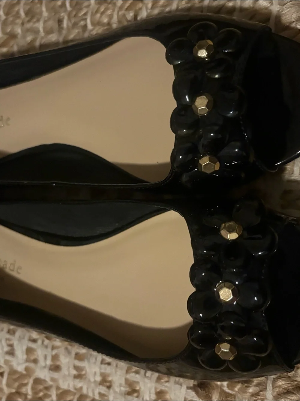 Kate Spade New York patent leather peep-toe flats